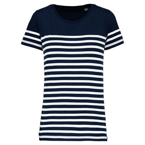 T-shirt femme Marini&egrave;re bio K3034 NAVY/WHITE STRIPES